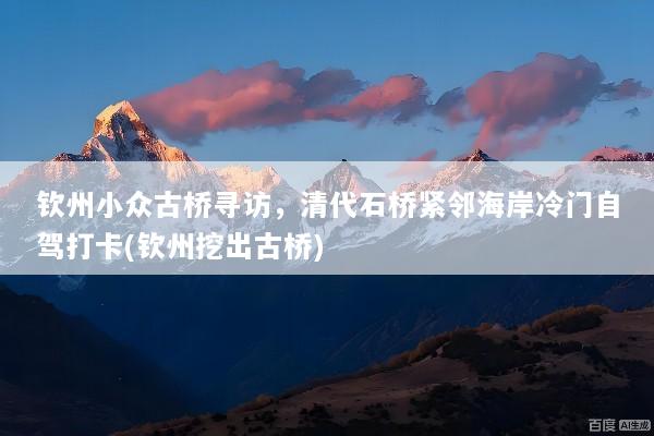 钦州小众古桥寻访，清代石桥紧邻海岸冷门自驾打卡(钦州挖出古桥)